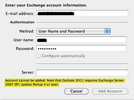 outlook 2011 for mac connect to office 365 autodiscover not working